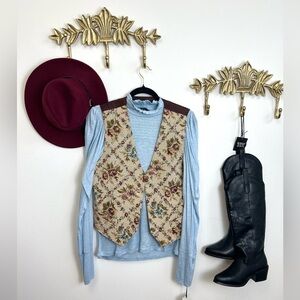 COPY - Trendy BoHo vintage vest with shabby chic equestrian prairie granny vibe…